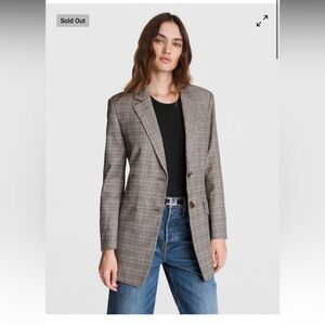 Rag and Bone Charles Cotton Check Blazer, size 6, grey check